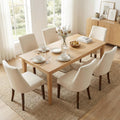 Wooden Dining Chairs Set of 6, Upholstered Farmhouse Fabric Dining Room Chair, Mid Century Kitchen Chair for Restaurant & Cafe, Beige