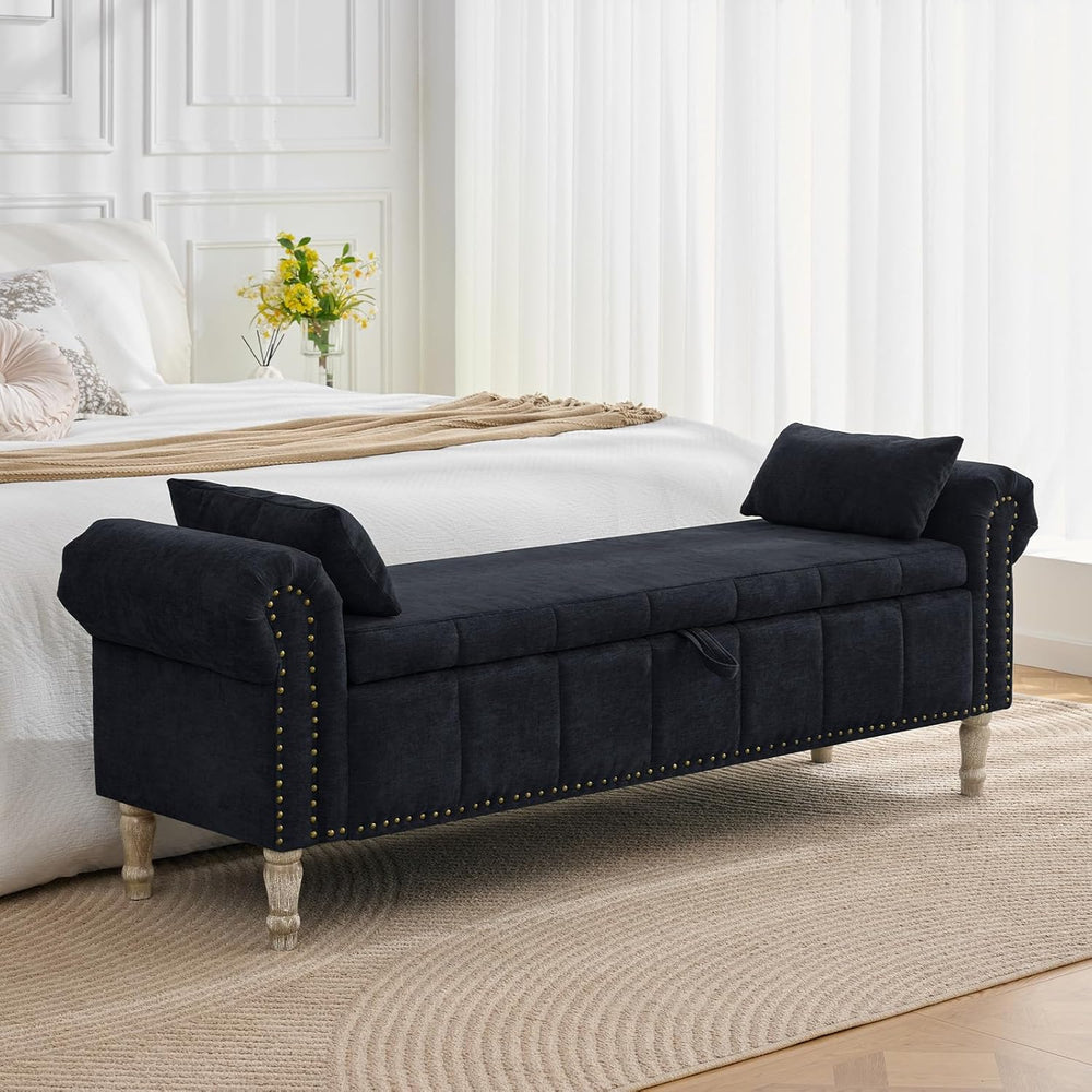 67" Storage Bench for Bedroom End of Bed King Size, Bedroom Bench with S...