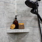 Palisade Vinyl Waterproof Corner Shower Shelf in Wind Gust/Urban Coast