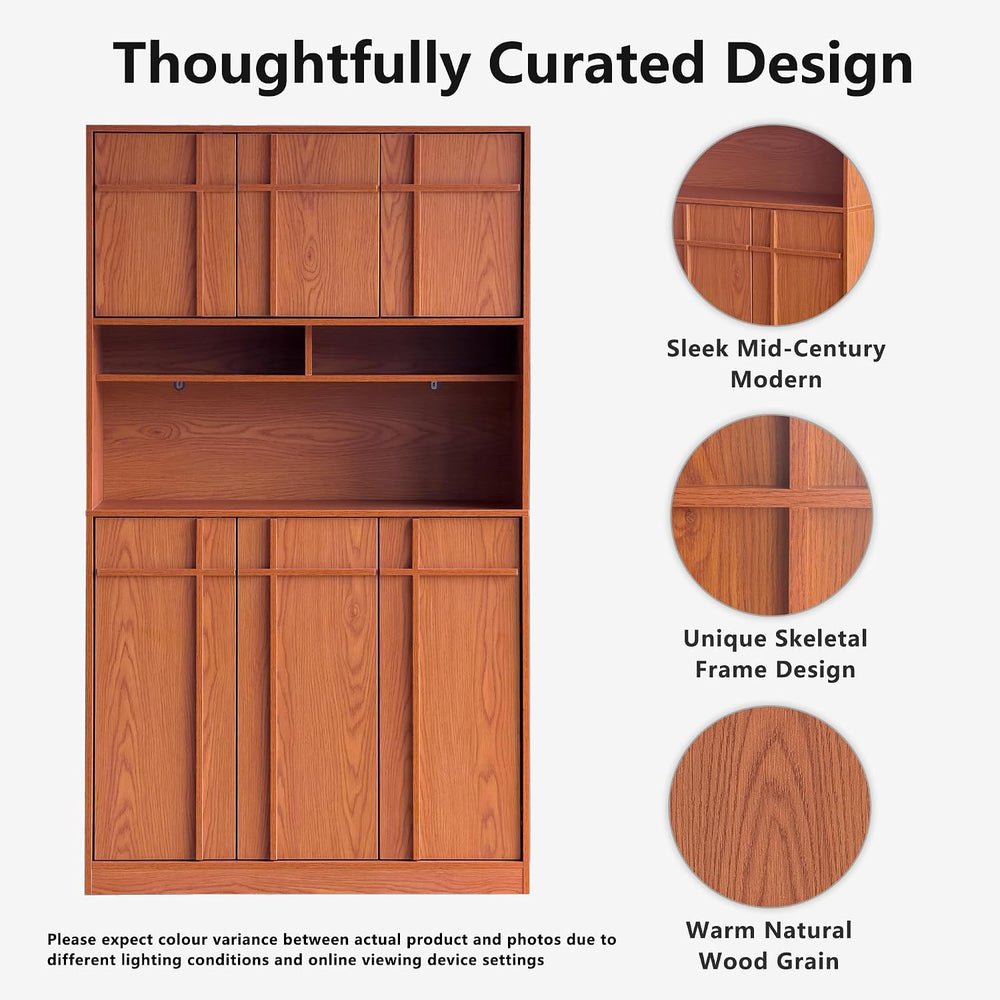 72" Pantry Cabinet, Tall Kitchen Pantry Storage Cabinet with Countertop,...