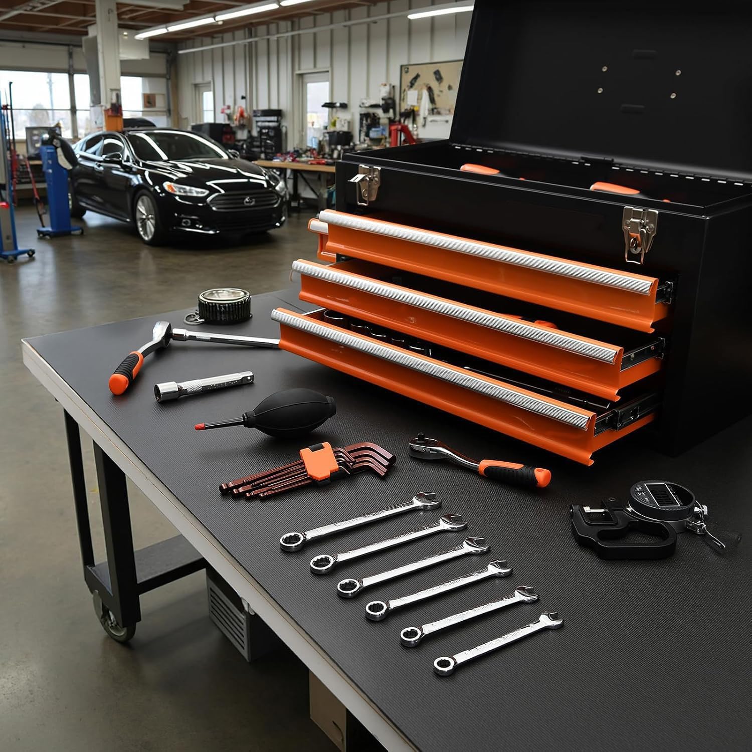 Professional Grade Tool Box Liner, Tool Box Drawer Liner 16 Ft X 16" | Black Toolbox Liner,PVC Toolbox Drawer Liners, Shelf Liner Non Slip Mat, Thick Foam Cabinet Liner