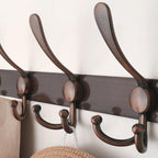 Dseap Coat Rack Wall Mount - 29.5” Long 8-Tri-Hooks Heavy Duty Coat Hanger Rail Wall Hooks for Hanging Coats Hats Clothing Clothes Purse Mudroom Entryway, Red Antique Copper