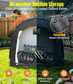 Housolution Bike Storage Tent Shed for 5 Bikes, Outdoor Portable 210D Oxford Thick PU4000 Waterproof Bike Cover with Ventilated Window, Bike Tent Fit for Bicycle, Lawn Mower, Garden Tools
