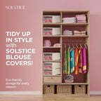 SOLSTICE 3 Pack Cotton Canvas Blouse Organizer for Wardrobe, 38 x 25 x 17 cm