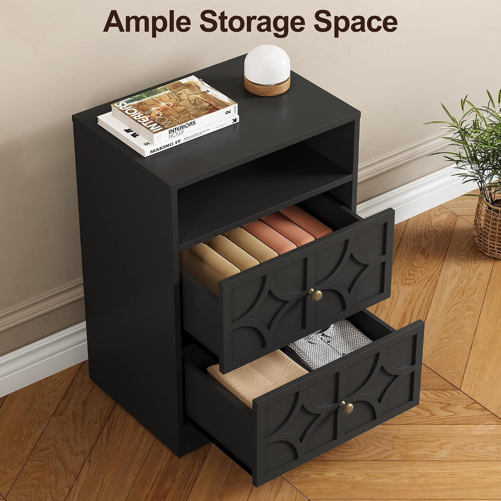 RoyalCraft Nightstand Set of 2, Large Night Stand with Charging Station, Mode...