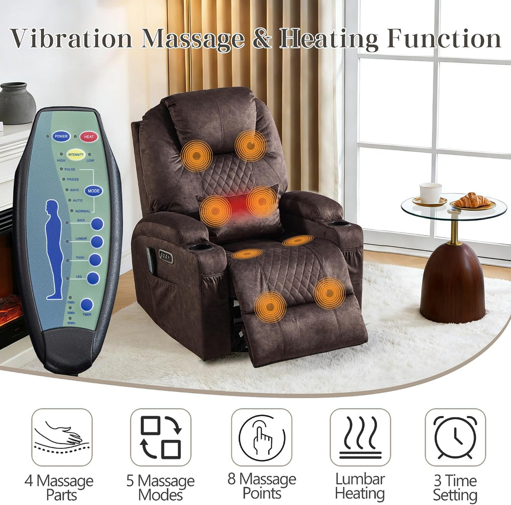 AHMED Dual Motor Power Swivel Rocker Recliner Chair, Velvet Brown | Electric ...