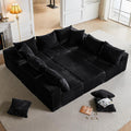Sleeper Sofa 9 Seater Boneless Couch Modular Sectional Sofa | Cloud Couch Sectional Couches for Living Room, U Shaped Couches with Ottomans No Assembly Required, Black