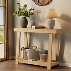 43.5" Narrow Console Table, 500LB 2-Tier Wood Grain Entryway Table, 15-Min Easy Assembly for Hallway, Foyer, Small Apartment & Bedroom, Oak