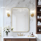 MZON 30x36 Inch Large Brushed Gold Vanity Mirror, Rectangle Bathroom Mirrors for Over Sink, Anti-Rust Frame & Tempered Glass, Hangs Both Ways - Perfect for Luxe Living Room or Bathroom Wall Decor