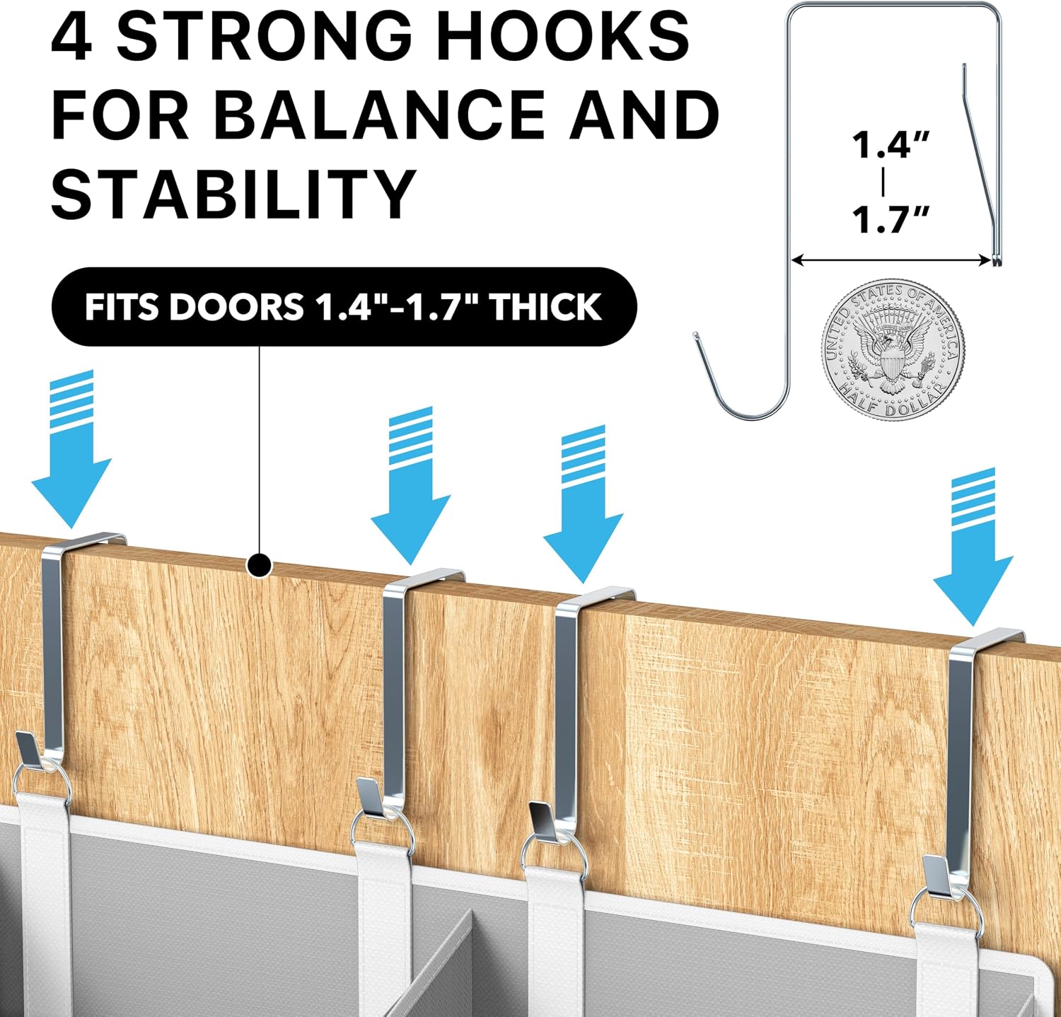Simple Houseware Extra Large Heavy Duty 10 Pockets Over the Door Organizer | 80 lbs Capacity for Pantry, Closet, Bathroom, 5 Clear Window Pockets