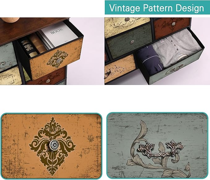 Dresser for Bedroom with 11 Deep Fabric Drawers, Tall Chests of Drawers, Wide TV Stand, Cube Storage Organizer for Closet, Nursery, Kid's Bedroom