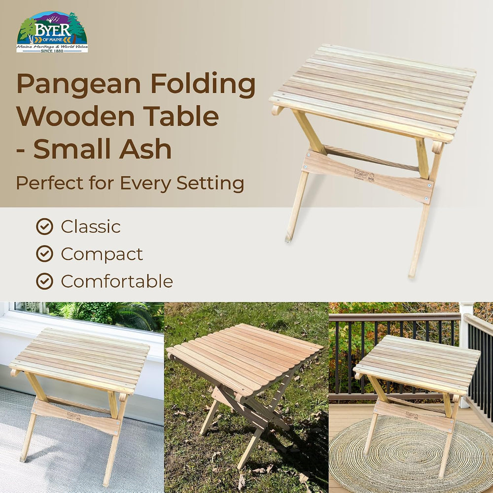 BYER OF MAINE Pangean Folding Wooden Side Table, and Garden Use, Patio