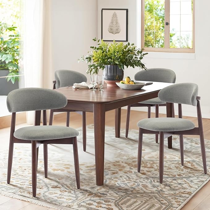 COLAMY Wooden Dining Room Chairs Set of 2, Modern Upholstered Fabric Dining C...