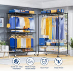 P8 Heavy Duty Clothes Rack（With Extended Width Design） Rolling Clothing Racks for Hanging Clothes，Portable Garment Rack with Lockable Wheels，51.2" W x 15.8" D x 80.5" H，Max Load 700LBS，Black