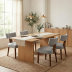 Dining Chairs Set of 4 Upholstered Dining Chairs, Gray Fabric Kitchen Chairs with Solid Wood Legs, Ergonomic Modern Accent Chairs for Dining Room, Living Room, or Office (Grey, Set of 4)