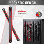 ALOANES 1/4-Inch Drive Magnetic Socket Organizer, Heavy Duty Aluminum Socket Rail Organizer, 360° Swivel Clips Socket Holder Kit for Tool Box, 1/4-Inch Socket Holder x 14 Clips (Red)