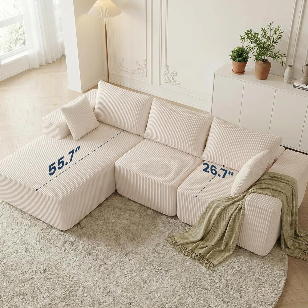 DUMOS 105" L-Shaped Sectional Couch, Left Facing Chaise | Upholstered Co...