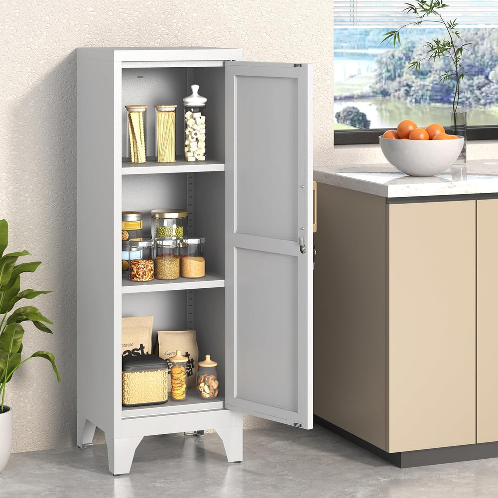 Coolsun 46" H Metal Pantry Cabinet, Metal Storage Locker with Door and 2...
