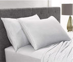 Pure Bamboo Split King Sheets, Genuine 100% Organic Viscose Derived from Bamboo Bed Sheet Set, Soft & Cooling, Double Stitching, 2 Fitted Sheets (Split King, Stripes)
