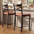 GarveeHome Bar Stools Set of 2, Counter Height Bar Chairs with Back and Thick Cushion, Upholstered Dining Chairs with Padded Seat, Barstools for Kitchen Island, Bar, Dining Room, Modern Brown