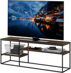 Furinno Moretti TV Stand for TVs up to 65 Inch, 3-Tier Rustic Brown Entertainment Center, Open Back TV Console with Cable Management, for Living Room, Bedroom, Brown Walnut