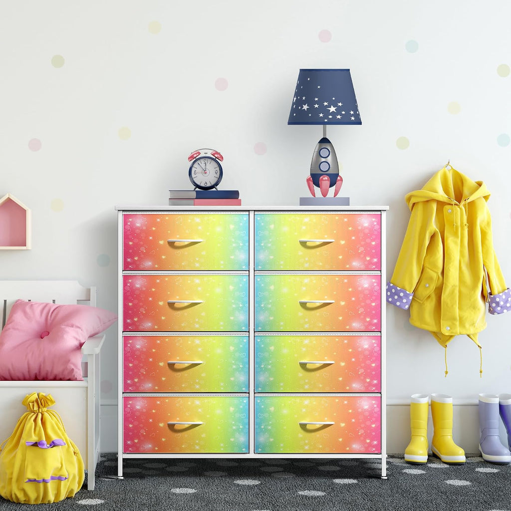 Sorbus Kids Dresser with 8 Drawers - Storage Unit Organizer Chest for Clothes - Bedroom, Kids Room, Nursery, & Closet (Rainbow, 31.5 x 12 x 32-8 Drawer)