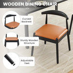 Farini Mid Century Modern Dining Chairs Set of 2, Solid Wood Frame Kitchen Chairs with PU Leather Upholstered Seat for Dining Room & Breakfast Nook,Black-Whiskey Brown