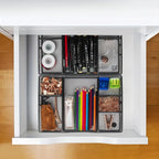 Desk Drawer Organizer Tray, Metal Mesh Drawer Organizers Office, 6 Adjustable Compartment, Desk Organizer Tray for Home Office 12.87L x 8.73D x 1.96H inch, Black, 1PC Medium