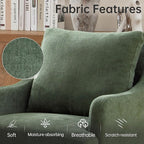 VKNOW Upholstered Dining Chairs, Dinner Chairs Modern Kitchen Chairs with 4 Casters, Chenille Armchair for Bedroom Reading Room Living Room, Green