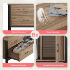 Bestier TV Stand for 75/80/85 inch TV, LED Gaming Entertainment Center, Modern TV Cabinet with Glass Shelves for Living Room, Media Console with 2 Storage Drawers & Cabinets for Bedroom, Pinewood