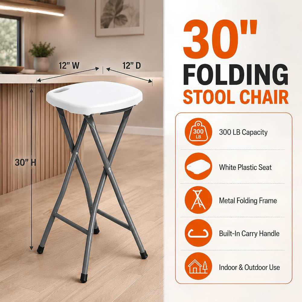 30 Inch Tall Folding Stool Chair | Heavy Duty Plastic Stool Chair | Portable ...