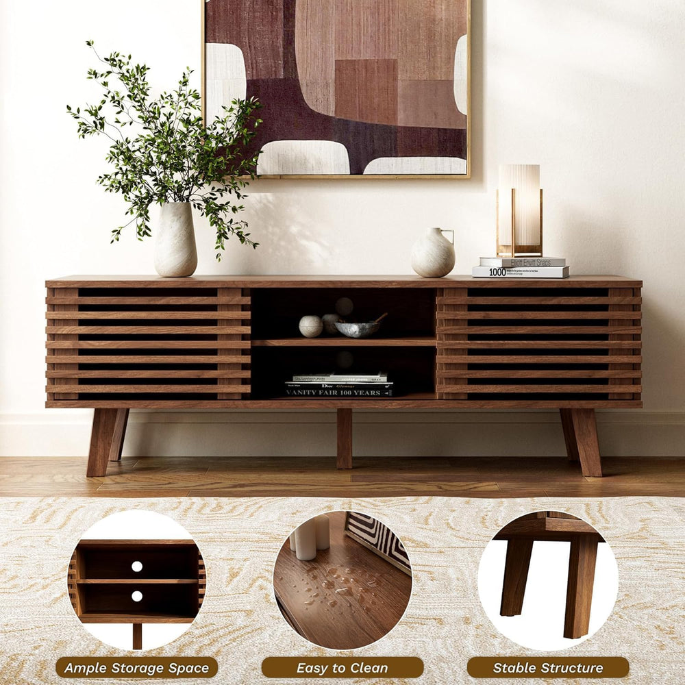 Furniway Mid Century Living Room Table Set of 4, Coffee Table, TV Stand and 2...