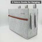 Bedside Caddy, Felt Bedside Storage Organizer, Hanging Storage Bag, Chair Organizer Caddy, Remote, Magazine, Drink Bottle Holder for Hospital, Dorm Bed, Baby Stuff, Office (Light Grey Small)
