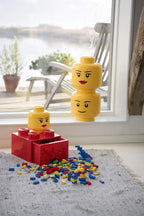 Room Copenhagen, LEGO Storage Heads Stackable Storage Container - Buildable Organizational Bins for Kid’s Toys and Accessories - 6.30 x 6.30 x 7.28in - Small, Girl, Holds 250 Bricks