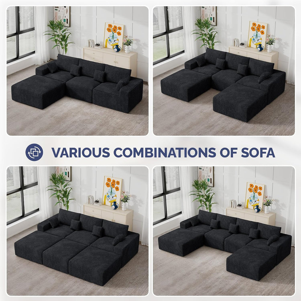 113" L-Shaped Couch, Modern Modular Sectional Sofa with Deep Seat, Conve...