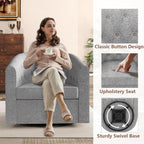 Simore Swivel Accent Chair for Living Room, Breathable Fabric Round Swivel Barrel Chair Armchair for Nursery Office Bedroom, Dark Gray