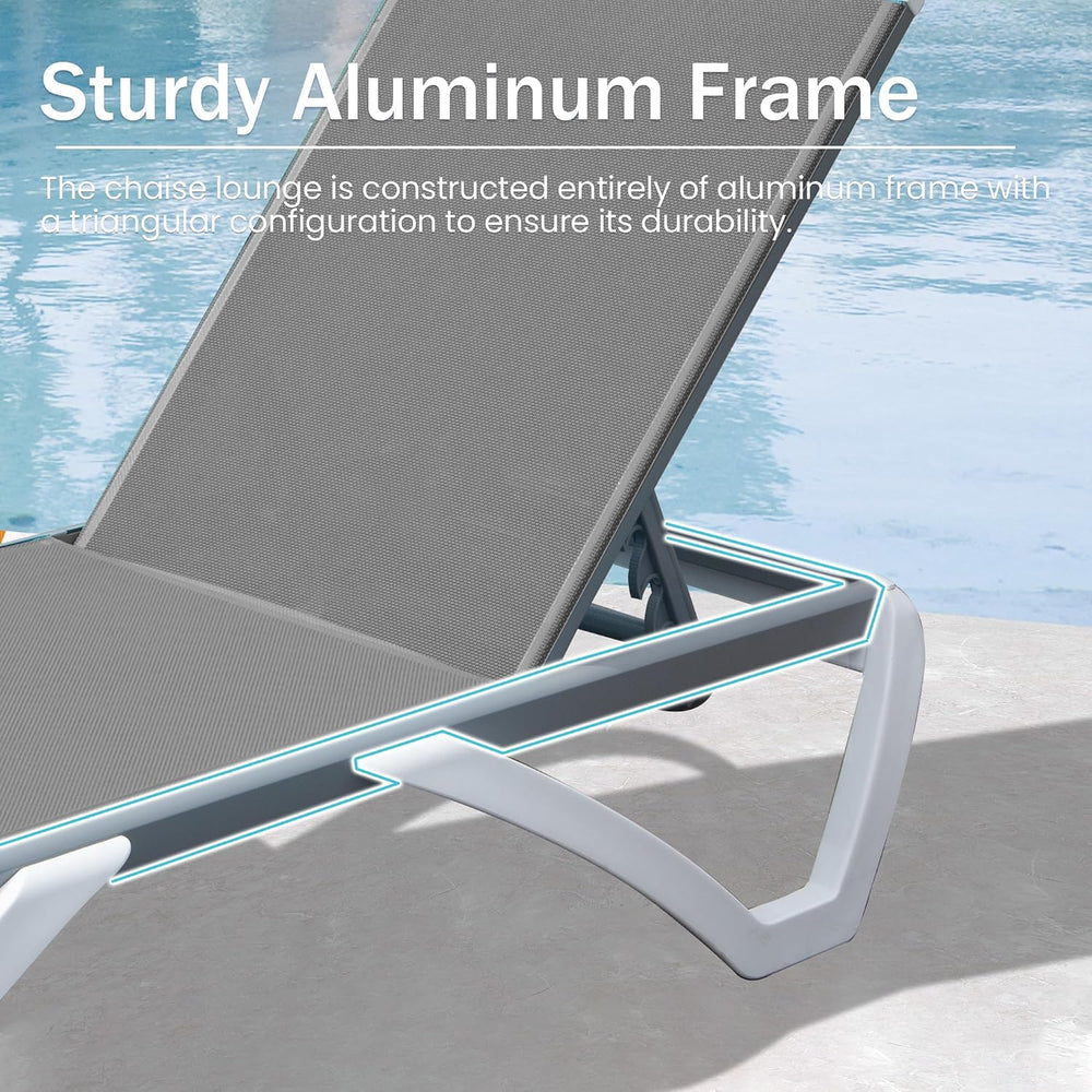 Domi Outdoor Lounge Chairs Set of 4, Aluminum Chaise Lounge Chairs for Outsid...