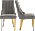 Grey Mid Century Dining Chairs Set of 2, Modern Kitchen & Dining Room Chairs Set of 2, Chenille Fabric Upholstered Kitchen Chairs for Dining Table, Sillas de Comedor, Gold Legs (Gray, 2 Pcs)