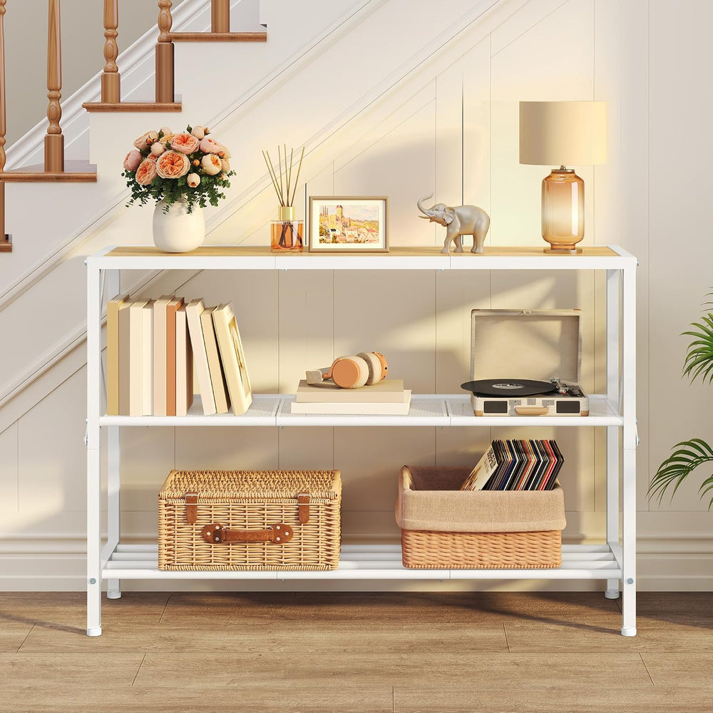 Hoctieon Industrial Console Table, 3 Tier Entryway Tables, Hallway Desk, Narr...