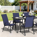 JEAREY Patio Dining Chairs Set of 4, Outdoor Stackable Dining Furniture Set, All Weather Dining Set for Lawn, Garden, Backyard, Poolside, Navy Blue