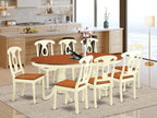 East West Furniture PLKE9-WHI-W 9 Piece Dining Table Set Includes an Oval Dinner Table with Butterfly Leaf and 8 Dining Room Chairs, 42x78 Inch, Buttermilk & Cherry