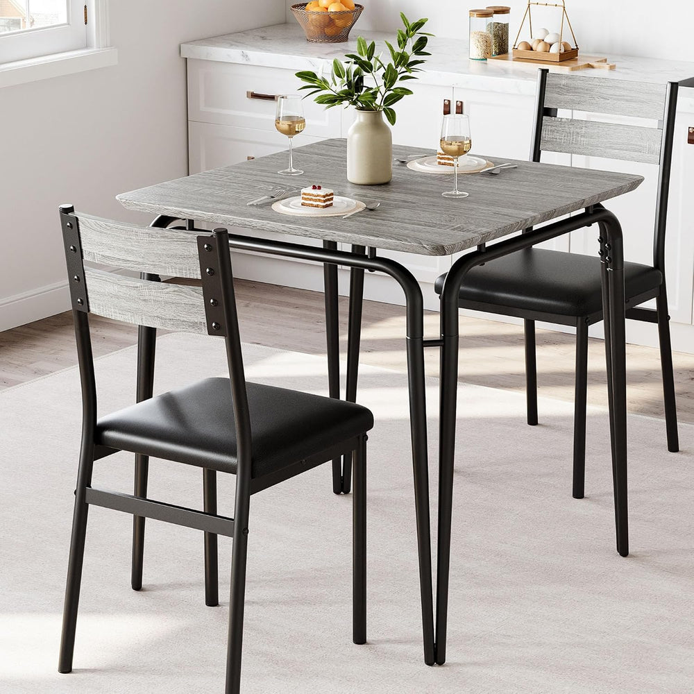 GarveeHome Dining Table for 2, Small Table and Chairs Set of 2, Square Dinett...