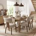 HNY Mid Century Modern Dining Chairs Set of 6, Farmhouse PU Leather Upholstered Accent Chair Curved Backrest Kitchen Chairs, with Hardwood Frame, Grey