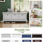 Merax Classic Storage Bench with Cushioned Seat and Three Drawers for Entryway & Living Room & Bedroom, Light Gray