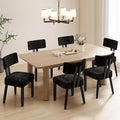 GOTMINSI Mid Century Modern Dining Chairs,Velvet Farmhouse Upholstered Kitchen Chairs, Accent Curved Backrest Dining Room Chairs with Hardwood Legs (Black, 6PCS)