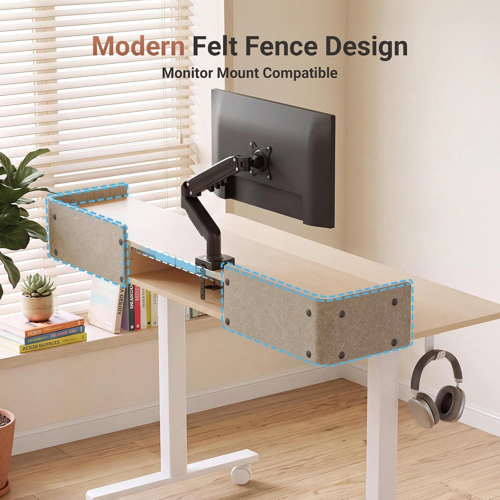 Claiks Standing Desk with Drawers & Wheels, 2 Height Shelf 59" Ntural