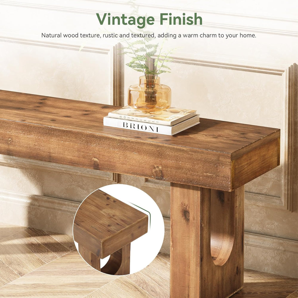 Solid Wood Shoe Bench, 47" Long Farmhouse Entryway Bench with Sturdy Leg...