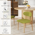 Wooden Dining Chair Set of 3, Modern Dining Chairs with with Curved Back, Fabric Upholstered Kitchen Dining Room Chairs with Adjustable Legs for Farmhouse Dining Living Room,Green