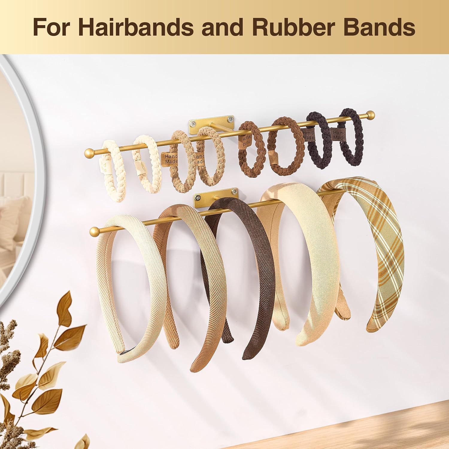 Wall Hanging Jewelry Organizer 12.6", Screws Included, Gold 4-Pack | for Earring, Bracelet, Rings, Hairband, Sunglasses