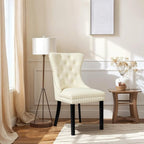 SyMax Dining Chairs Set of 6, Faux Leather Parson Dining Room Chairs, High-End Tufted Kitchen Side Chairs for Bedroom, Living Room, White